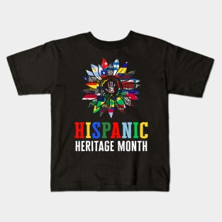 National Hispanic Heritage Month Decoration Flags Sunflower Kids T-Shirt